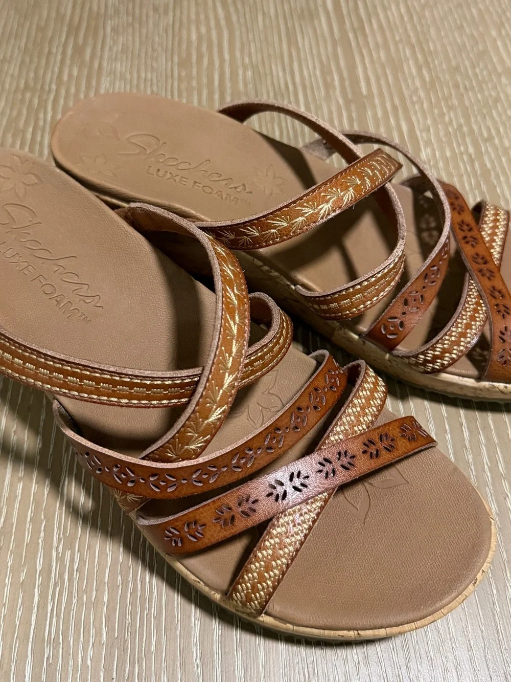 Skechers Tan Decorative Multi-Strap Sandals for Women